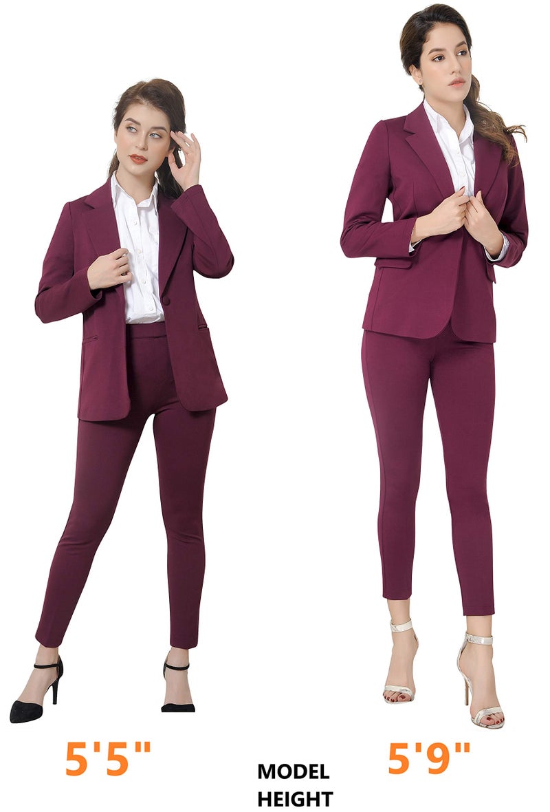 Marycrafts Womenâ€™s Two Piece Suits â€“ Business Blazer Pant Suit Set for Work, Professional Outfit, Office Wear, Formal Business Attire 10 Burgundy
